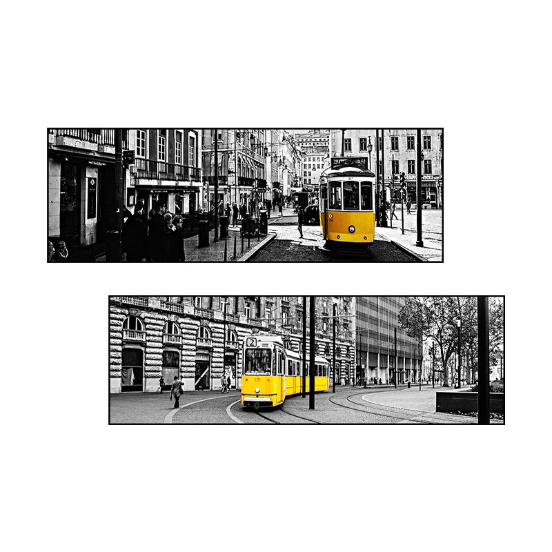 欧式黑白建筑客厅装饰画现代沙发背景墙画卧室床头挂画工业风壁画