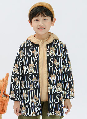 男童羽绒服防水罩衣长袖秋冬季孩子画画围裙幼儿园宝宝吃饭围衣兜
