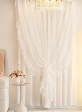 法式蕾丝纱窗帘公主风双层洛可可纱帘透I光不透人梦幻卧室客厅飘