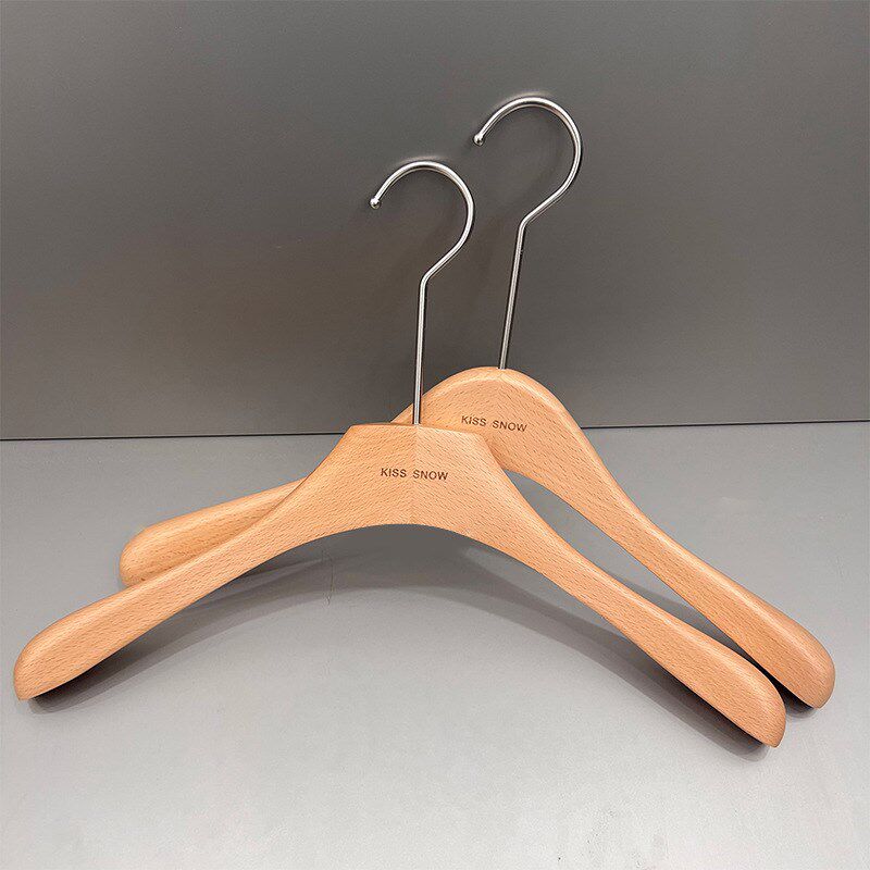 服装店专用实木衣架榉木清漆衣挂裤夹无痕防滑衣撑裤架定制LOGO