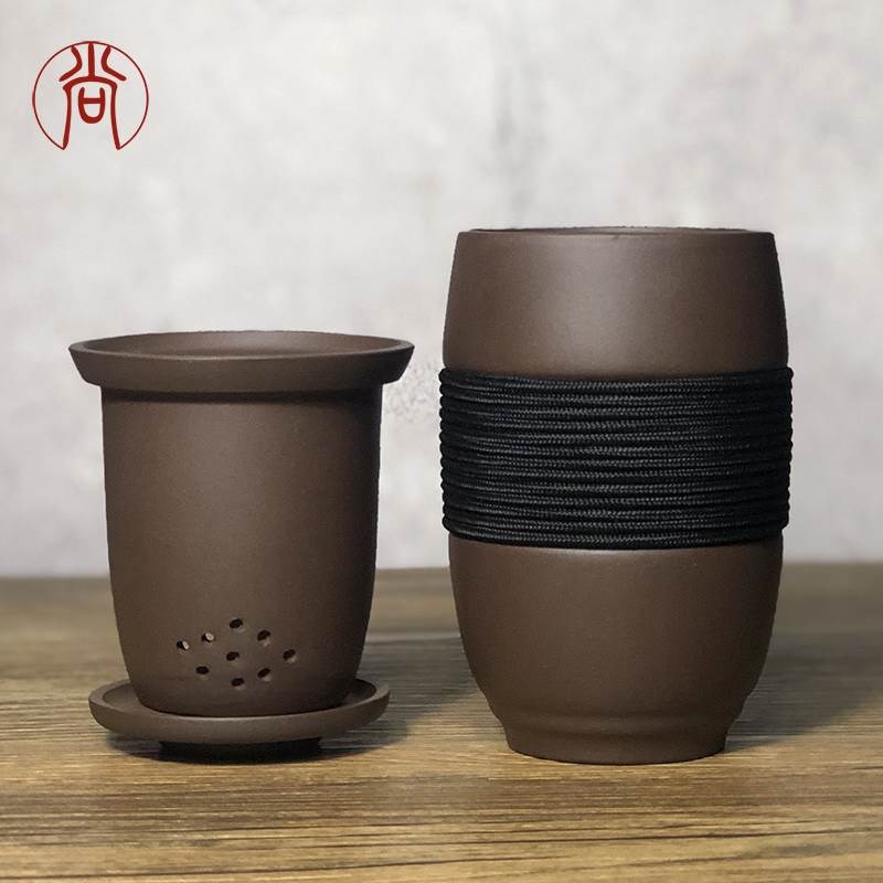 紫砂杯子泡茶杯茶水分离带盖带过滤茶漏办公室家用男士女士款水杯