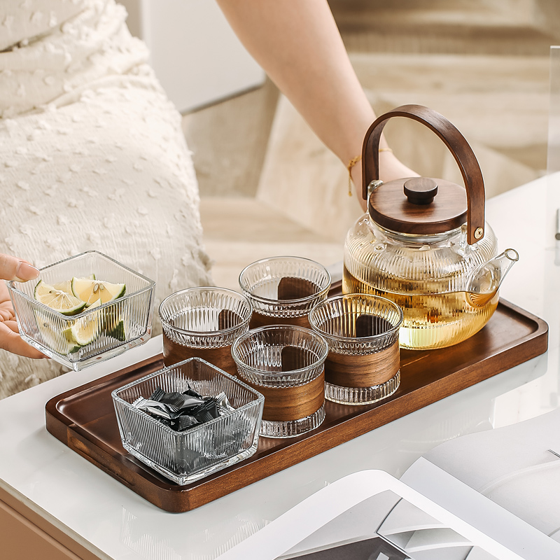 玻璃花茶壶套装日式水果茶壶蒸茶煮茶壶耐高温家用泡茶壶下午茶具