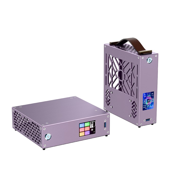 紫色M1铝合金mini迷你电脑机箱台式机小主电源套装diy办公外壳itx