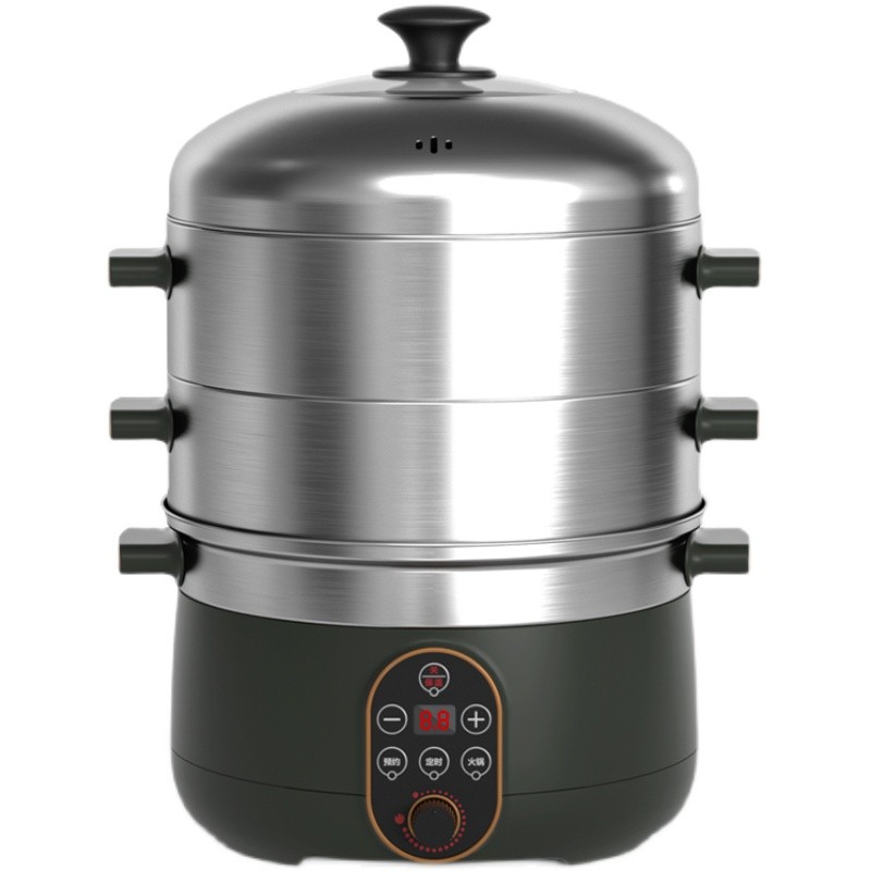 全民304不锈钢蒸锅家用多功能电蒸锅三层大容量电蒸笼自动断电锅