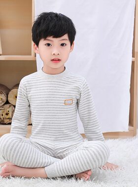 儿童线衣线裤男童内穿打底中领内衣套装7纯棉8宝宝秋衣秋裤中小童