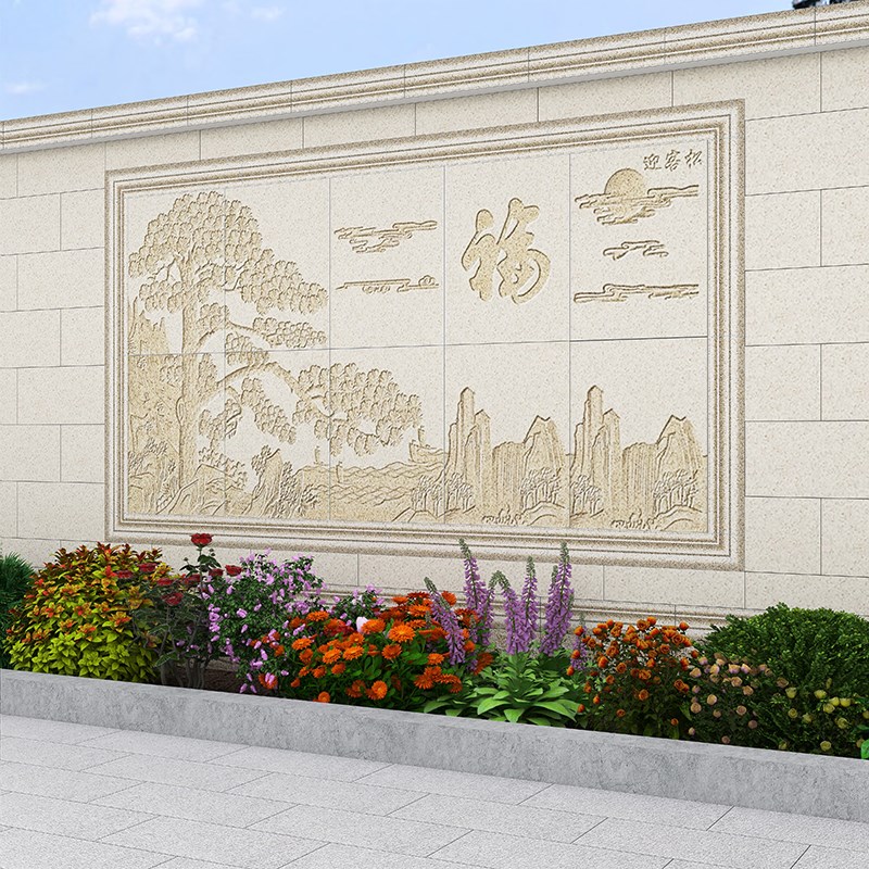 影壁墙雕花瓷砖拼花窗花浮雕壁画砖别墅院子外墙瓷砖照壁墙瓷砖