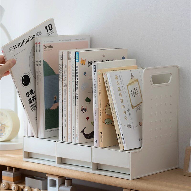 简易书架桌面牛津树收纳盒一体绘本架儿童绘本书立书桌收纳置物架