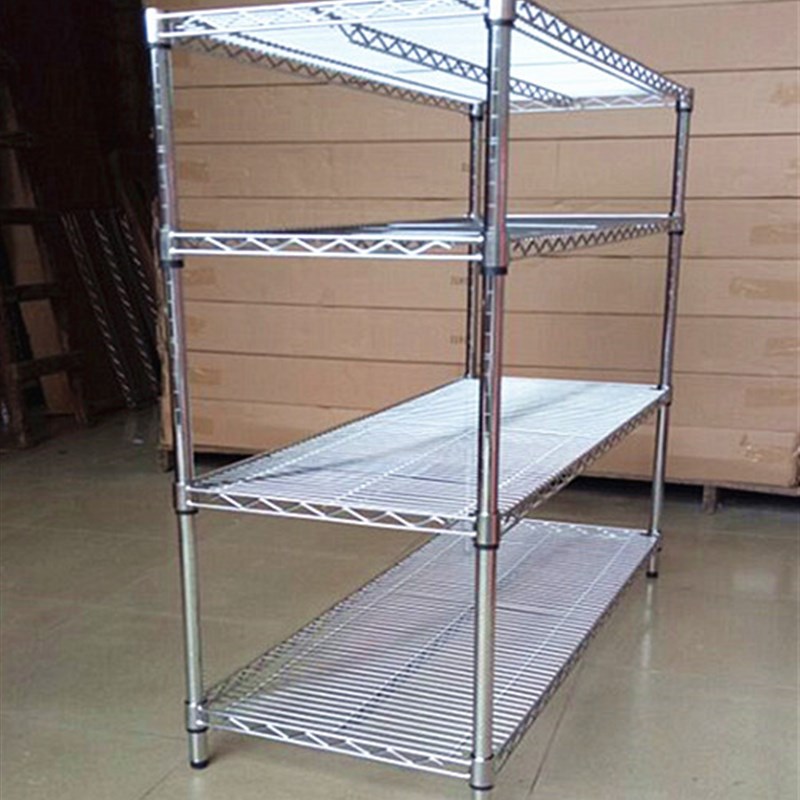 镂空货架物料架镀铬网线货架网格不锈钢货架移动置物架带轮层架