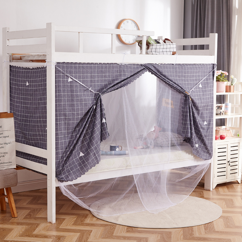 宿舍床帘蚊帐一体式学生上铺下铺单人床0.9米男遮光布女生寝室1.2