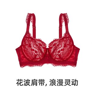 【心动季节】遐内衣全罩杯全蕾丝秋冬防下垂微聚拢大胸显小文胸薄