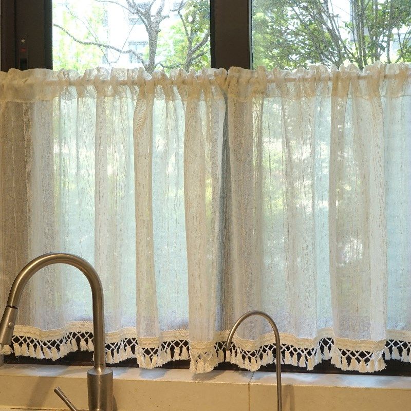 麻纱门帘半帘窗帘短款帘隔断帘厨房窗户柜子屏风遮挡