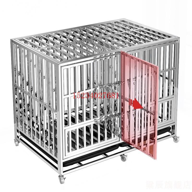不锈钢狗笼带隔断子母笼方管双犬狗笼子大型犬宠物金毛狗窝中型犬
