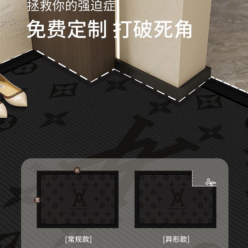 入户门地垫新款门口地毯免洗防滑高级门垫可裁剪脚垫耐脏深色定制