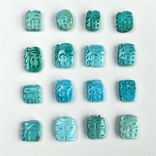 天然原矿绿松石福字小雕件 天然高瓷无优化背云流浪币提溜吊坠