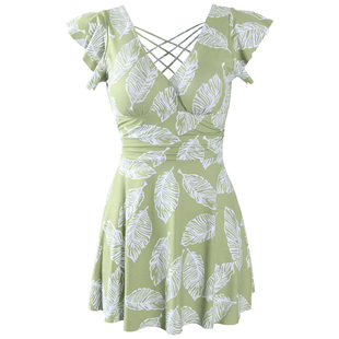 游泳衣女夏连体遮肚显瘦保守学生小胸2021新款 泡温泉女士海边泳装