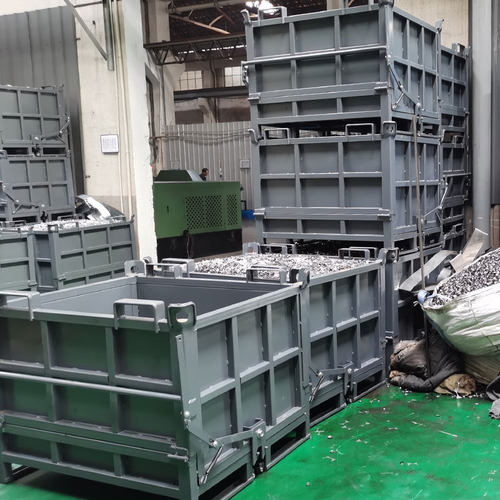 卸料箱金属周转箱底部开门可以堆叠废料箱自卸箱手动X操作轻松卸