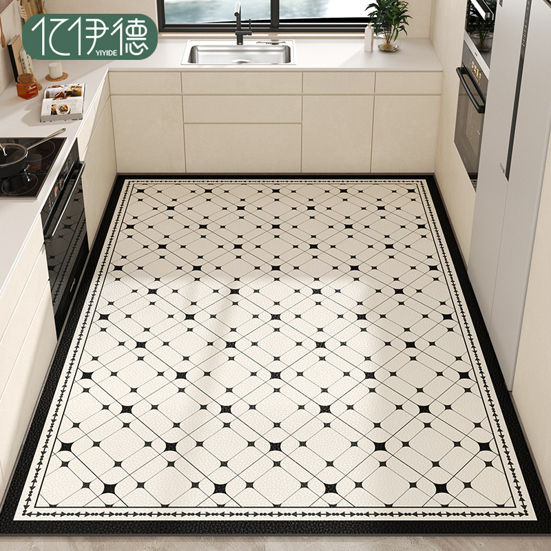 厨房专用地垫防滑防油免洗可擦pvc脚垫家用防水耐脏全铺皮革地毯