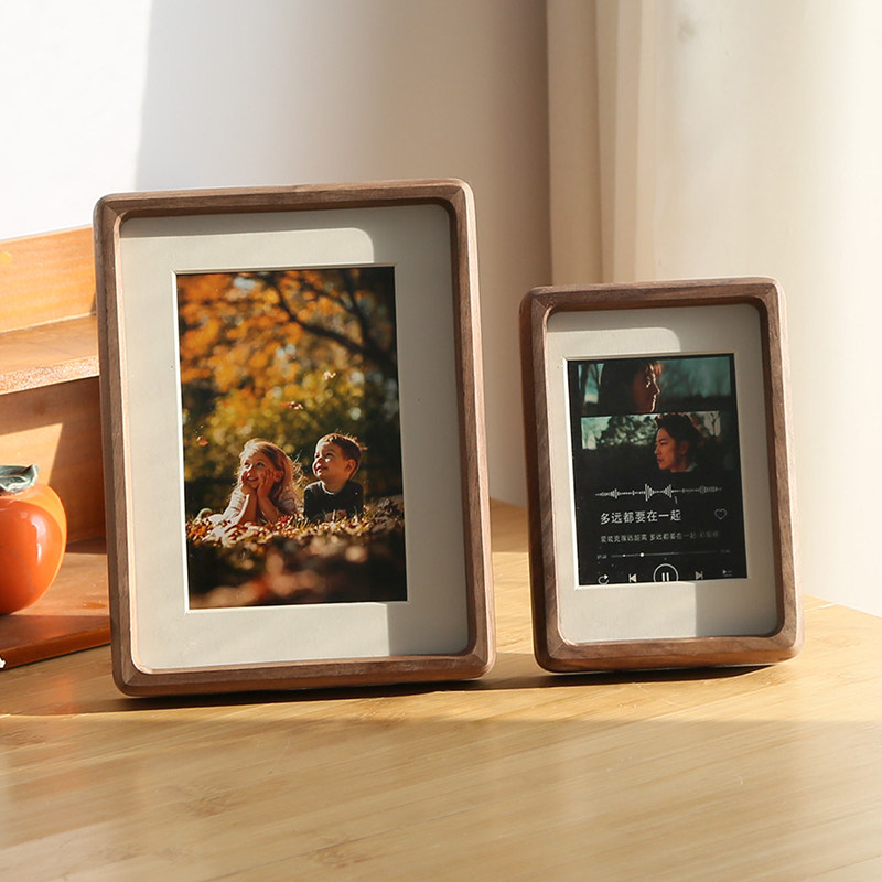 黑胡桃木榫卯实木相框摆台洗照片做成装裱6 8寸高级感木质挂墙A4