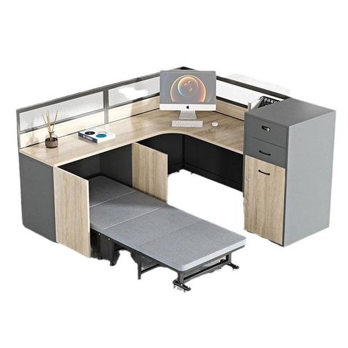 带床工位办公桌简约现代职员桌椅组合带床午休经理桌屏风卡座