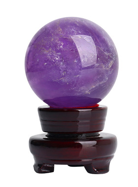 天然紫水晶球摆件紫色水晶紫气东来办公室店铺家居客厅玄关装饰品