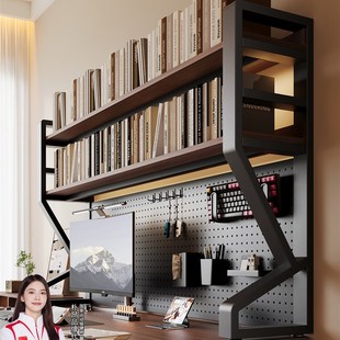 桌上洞洞板置物架多层收纳架办公桌学生书桌电脑可放桌面书架铁艺