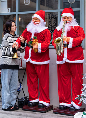 圣诞节装饰摆件幼儿园店铺门口场A景布置大型圣诞老人氛围装扮道