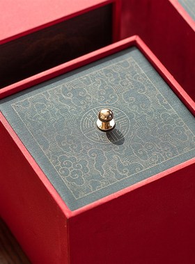 陶瓷茶具茶杯空礼盒红色抽屉礼物盒主人杯杯子包装盒一壶两杯纸盒