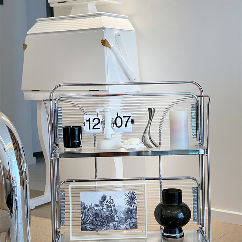 中古小推车网红ins客厅沙发边几小茶几可移动餐车置物架玻璃推车