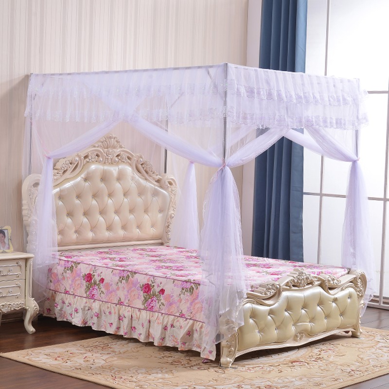 加厚不锈钢落地式宫廷1.2583米三开门落地式方顶公主单门家用蚊帐