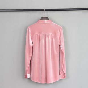 气质金丝绒飘带宽松长袖衬衫女 2021春秋新款大码打底衫洋气小衫