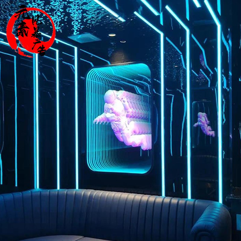 网红高级感灯画千层镜深渊镜氛围霓虹灯发光字装饰壁画挂画背景墙