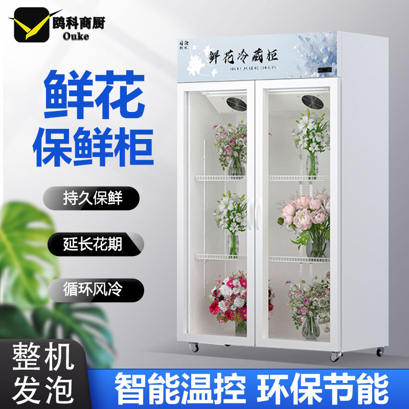 鲜花保鲜柜冰箱花店双门玻璃门商用花艺风冷立式柜花卉冷藏展示柜