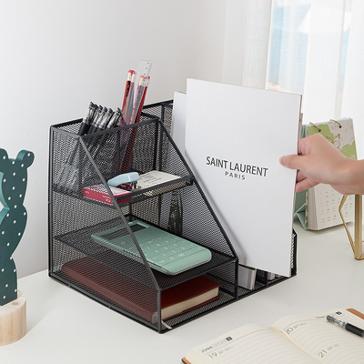 金属立式文件框文件架铁艺桌面书立资料架办公室文件收纳置物架子