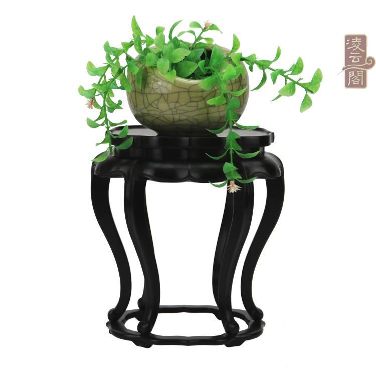 红木工艺品小花架黑檀奇石茶壶木雕摆件高脚几花盆底座古云几精品