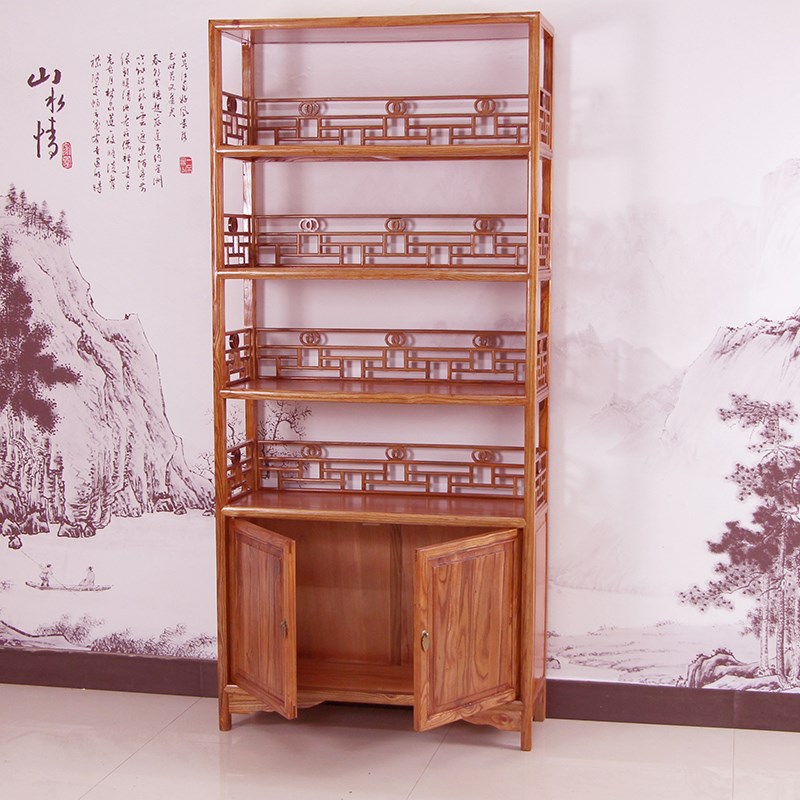 新中式实木博古架茶叶架展示柜书架货架茶壶置物架落地多层陈列架