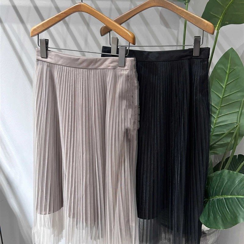 吉北布衣 时尚显瘦百搭中长款网纱A型长款百褶裙2024年夏季新品,女装/女士精品,半身裙,淘宝优惠券,粉丝福利购,淘宝优惠卷