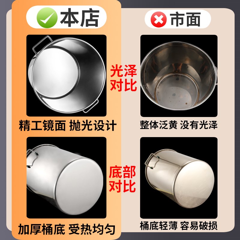 不锈钢桶家用圆桶商用米桶汤锅带盖卤锅汤桶米缸烧水白钢卤桶大桶