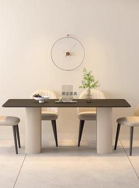 纯黑色岩板用餐型桌新款意式高端现BAY代家简约2025小户长方形吃