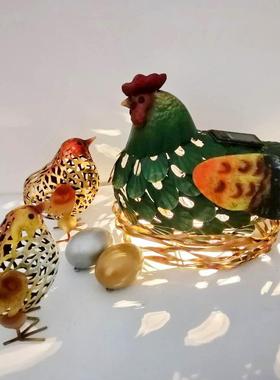 母热销欧花园美庭院户外草坪发光灯铁皮动物太阳W-G20102能鸡一家