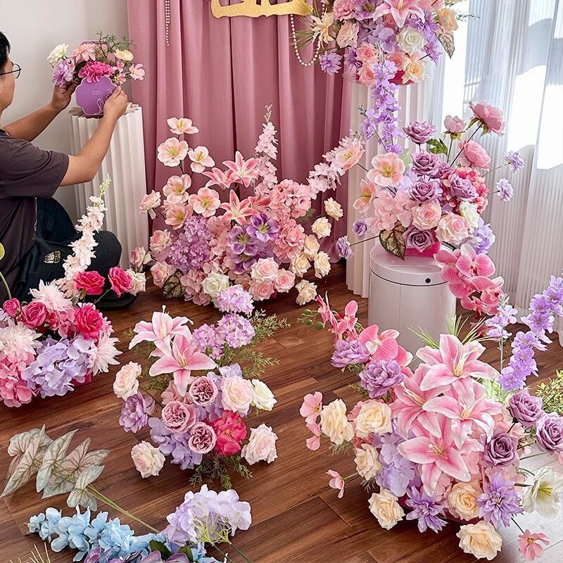 婚礼布置排花路引插花结婚婚房婚庆客厅仿真花摆件装饰床头卧室