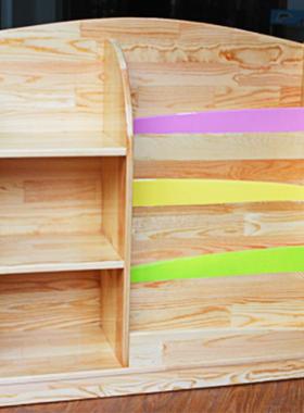 新款幼儿园实童木柜儿松书架纳架学前班64771收樟子橡木储物柜厂家直销