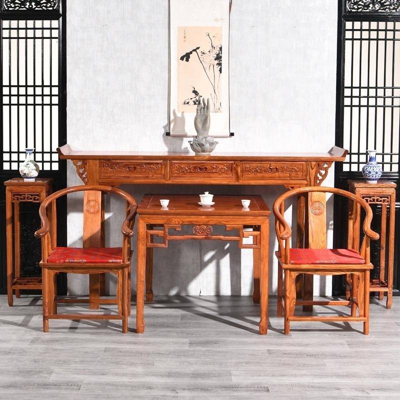 中式实木木中堂八仙TGN桌农供桌供奉案条几台条村堂屋中堂榆供桌