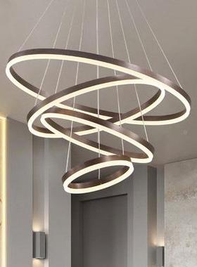 现代简约大吊灯圆大环led餐形灯轻QD-8087奢复式厅楼大厅灯具气客