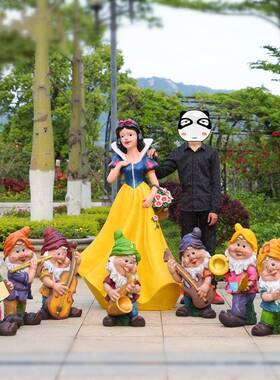 户外大型玻璃卡通GZ8001人物雕塑摆白雪公主小矮人工艺品幼儿园装