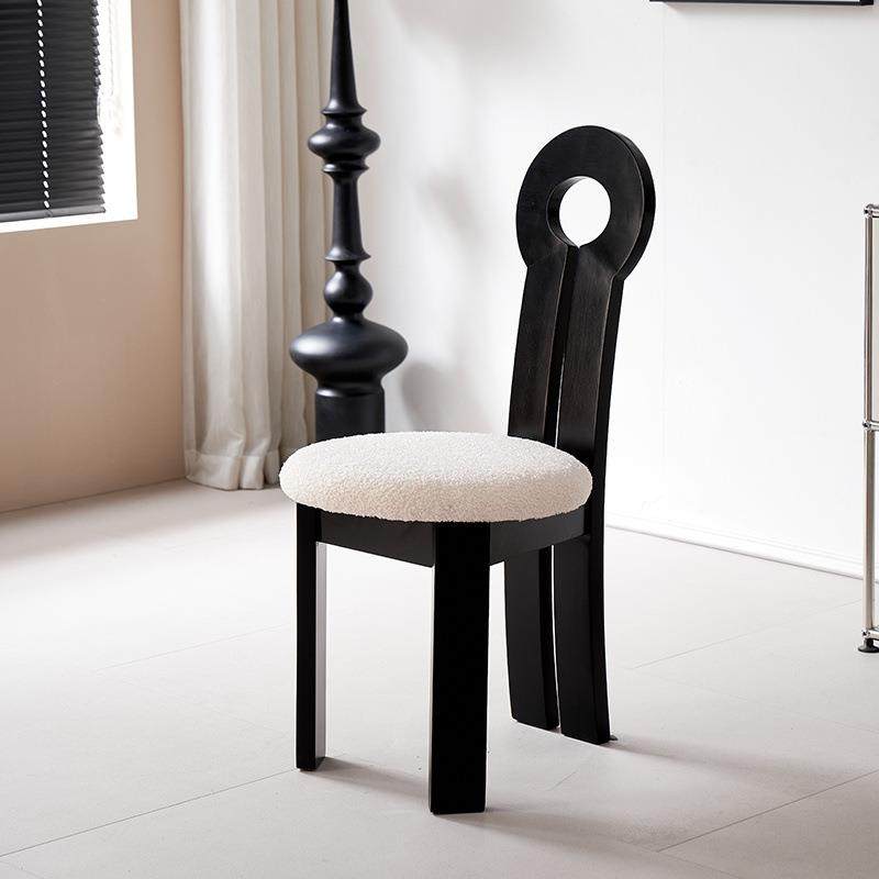 中实木椅家用设计师复古椅子小户型全化妆凳休闲CCS椅网餐红靠背