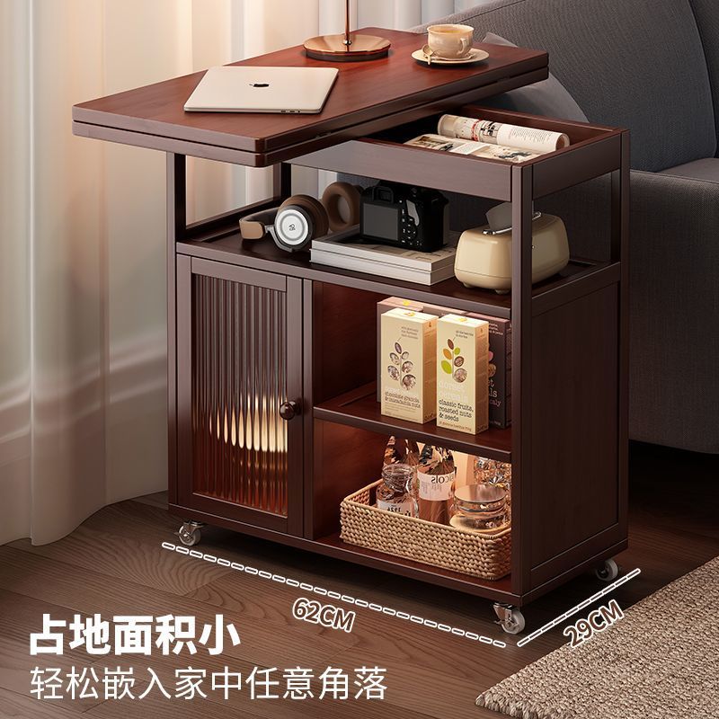 置物架推车欧式折叠茶几家用带轮移动茶车旋转茶桌客厅沙发侧边几