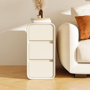 T实木皮艺沙发柜现代SFG001简约客厅边奶油风307小型超窄夹缝几柜