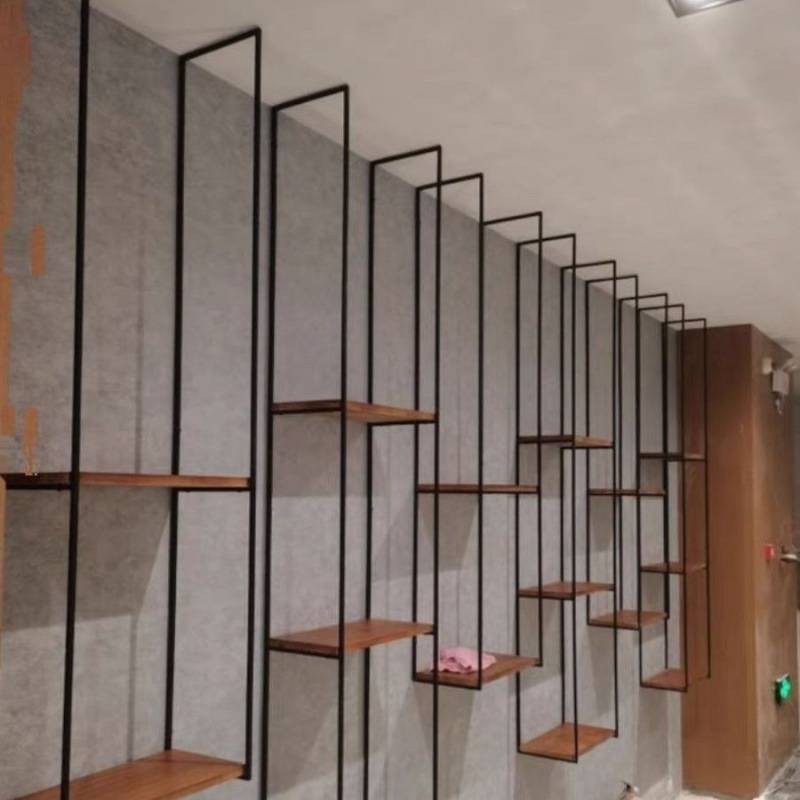 中式实木多层板壁挂茶室悬挂置物架展厅架背景隔断架装饰铁艺吊架