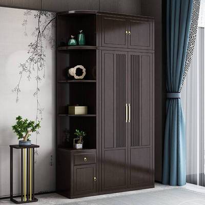 新中式实木衣柜三四五六门卧室家用经济型开门大衣橱收纳现代家具