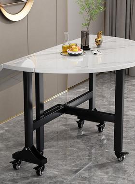 &可折叠圆桌子家用小户型T现代F97765H8简约餐大厅可移动桌出租房